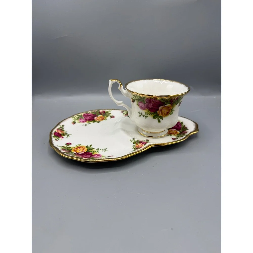 Royal Albert Old Country Roses Tennis Set Snack Plate and Teacup Bone China UK
